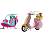 Barbie Helicopter, Pink and Blue with Spinning Rotor, for 3 to 7 Year Olds​ - Amazon Exclusive & Mo-Ped with Puppy, Motorbike for Doll, Pink Scooter, Vehicle, Ages 3 Years+, FRP56
