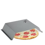 Four pizza barbecue, avec thermomètre, accessoire en inox, hlp: 10 x 55,5 x 40 cm, bbq, gaz, charbon, argenté - Relaxdays