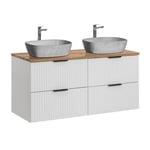 Meuble double vasque effet pierre 120cm Adriel Blanc