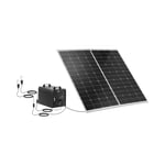 MSW Solcellepanelsett med solcellepanel og inverter - 1800 W 5 / 12 /230 V 2 LED-lys