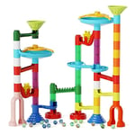 MaxTronic 110Pièces Marble Run Circuits de Billes Créatifs Labyrinthe Billes Jeu de Construction Jouet Intellectuel Educatifs Montessori Jouet d'apprentissage Cadeaux pour Enfant 3 Ans+ Fille Garçon