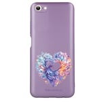 Coque violet pour Iphone 7 8 SE phenix et coeur