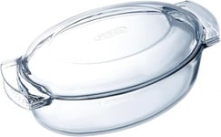 Pyrex Glass Oval Kitchen Casserole Dish with Large Lid 5.8L Microwave Oven Proof