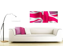 Pink Cheap Canvas Print of Union Jack  - 120cm x 50cm - 1012