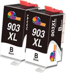 903 XL 903XL Cartouches d'encre pour HP 903 XL pour HP 903 pour HP OfficeJet 6950 6970 6960 pour HP Officejet Pro 6970 6960 6950 All-in-One Imprimante (Noir 2 Pack)