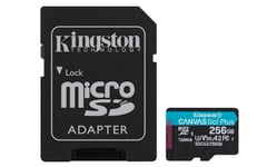 KINGSTON 256GB CANVAS GO! PLUS MICROSD CL10 UHS-I U3 W ADAPTER (SDCG3/256GB)