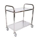 Wiltec Chariot de service – 940 x 560 x 940 mm – Acier affiné – 2 Étagères – Jusqu'à 150kg – Desserte Table servante mobile avec frein