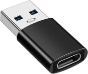 Adaptateur USB vers USB C, Adaptateur USB C Femelle vers USB 3.1 Mâle, Adaptateur USB C vers USB A Compatible avec iPhone 11 12 13 14 Pro Max, Samsung Galaxy S22 S21 S20, MacBook, PC (Noir)