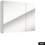 Otitec - Armoire murale de salle de bain - avec miroir pure Blanc 80 × 60 × 15