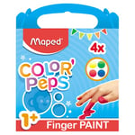 Maped Color'Peps 4 Pots de Peinture Doigt pour Bébé et Enfant dès 1 an - Gouache Pots de 80 gr - Nettoyage Facile à l'eau - 4 couleurs vert, bleu, jaune et rouge