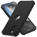 ORETECH for iPhone 12 Pro Max Case, with [2 x Screen Protectors] [10 Ft Military Grade Drop Test] [Camera Protection] 360° Shockproof Slim Thin Phone Case iPhone 12 Pro Max Cover 6.7" - Black