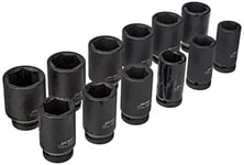 US PRO 12pc 3/4 Dr 6 pointDeep Impact Sockets Metric B1360