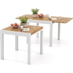 Costway Table À Manger Pour Jardin 4-6 Personnes, En Aluminium, Plateau Extensible 80-160 Cm, Pour Patio Terrasse, Blanc Naturel