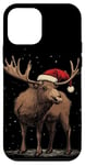 iPhone 12 mini Christmas Magic Moose in Santa Hat Costume for Cozy Xmas Case