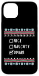 iPhone 14 Plus Nice, Naughty, Omari Christmas Ugly Sweater Style Case