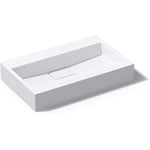 Lavabo Suspendu avec Bonde Vasque à Poser Rectangulaire Colossum19 Blanc 50cm x 38cm x 11cm sans Percage du Robinet - Blanc - Sogood