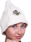 Bonnet de Sauna, Hat de laine avec broderie pour homme et femme, casquette de bien-être (Blanc)