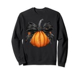 Coquette Bow Retro Pumpkin Funny Halloween Pumpkin Season Sweatshirt