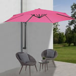 Parasol Mural Casoria, Parasol Feux De Circulation, 3m Inclinable, Polyester Aluminium/Acier 9kgRose