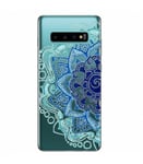 Coque Galaxy S10 PLUS Mandala Bleu Aztec ethnique Fleur doodling transparente