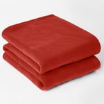 Dreamscene Large Warm Polar Fleece Throw Over Soft Luxury Sofa Bed Blanket, Plain Red - 120 x 150 cm