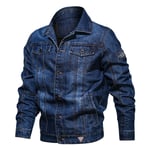 Blouson Homme En Jean - Avognates - Col Revers Manches Longues - Effect Blanchi Couleur Unie Casual