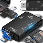 Lecteur De Cartes Usb Micro Sdxc, Sdhc, Lecteur De Cartes Otg, Usb 3.0/Usb C, Compatible Avec Windows, Mac, Android, Adaptateur De Carte Mémoire, Cartes Tf Et Uhs-I, Noir