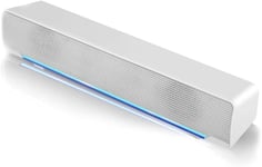 Barres de Son, USB Enceintes Soundbar Filaire Portable avec Entrée 3,5 mm Home Cinéma Bass Surround Music Player Soundbar Haut-Parleur pour PC, Tablette, Smartphones, MP4, MP3, etc.(Blanc)