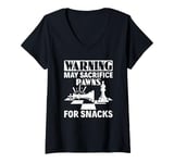 Womens May Sacrifice Pawns For Snacks Board Game Chess Player V-Neck T-Shirt