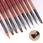 9Pcs/set Drawing Flower Line Grid Nail Drawing Brushes Set  Lady/Girls