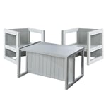 roba Ensemble Table et 2 Chaises Enfant - Réversible sur 3 Hauteurs - Style campagne - Gris