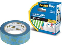 ScotchBlue Sharp Lines Advanced Masking Tape, 36 mm x 41 m - Scotch Adhesive Blue Painters Tape For Super-Sharp Paint Lines, Indoor & Outdoor, with 3M Advanced Technology, PEFC Controlled Sources