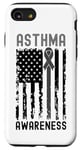 Coque pour iPhone SE (2020) / 7 / 8 Ruban gris de sensibilisation à l'asthme avec drapeau américain