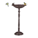 Relaxdays Abreuvoir en Fonte sur Pied, Soucoupe mangeoire pour Oiseaux Sauvages 74,5 cm Haut, Brun, Marron