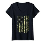 Womens American military US Flag T-Shirt, Armed Forces Memorial Day V-Neck T-Shirt