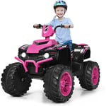 Goplus - Voiture Quad Buggy Electrique pour Enfant 12V avec 2 Vitesses 2,8-5 km/h, Quad Electrique avec Phare, Klaxon, MP3 et usb, Demarrage Lent,