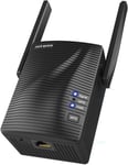 Amplificateur WiFi sans Fil Puissant-Repeteur Wifi 1200mbps avec 1 Port Ethernet,Wifi Booster 5Ghz et 2.4Ghz,WiFi Extender Facile à Installer avec Bouton WPS,Couvrir le Signal jusqu¿à 200 m²