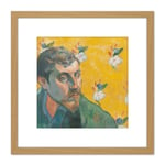 Paul Gauguin Self Portrait Les Miserables Cropped 8X8 Inch Square Wooden Framed Wall Art Print Picture with Mount