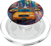 Colorful Times Square Taxi Art Vibrant NYC Night Cityscape PopSockets PopGrip pour MagSafe