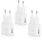 3 Pack Chargeur USB Compatibles avec Samsung Galaxy S21 S20 S10 S9 S8 S7 S6 Edge/Plus/Active A15 A13 A14 A33 A54 A55 Note 9/8 Z Flip 3/4/Z Fold3/ 4, Charge Rapide Telephone Prise Secteur Adaptateur