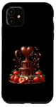 Coque pour iPhone 11 Fontaine à chocolat en forme de cœur - Saint-Valentin romantique