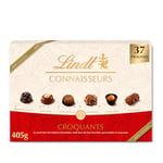 Lindt - Boîte CONNAISSEURS Croquants - Assortiment de Chocolats au Lait, Noirs et Blancs - Idéal pour Noël, 405g