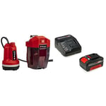 Einhell Pompe d’évacuation d’eau claire sans fil GE-PP 18 RB Li-Solo Power X-Change (li-ion, 18 V, max. 2 bar, débit max. 3000 L/h, boîtier de batterie flexible) avec chargeur et batterie 4,0Ah