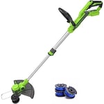 Greenworks 40V Cordless Strimmer Lawn Edger With Wheel For Small To Medium Gardens, 33cm Cutting Width, Autofeed 1.65mm Nylon Line G40LT33 + Spool for Lawn Trimmers (1.65 mm Cord Diameter 4.8m)