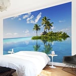 Apalis 98592 Papier peint photo non tissé Motif paradis tropical Large - Papier peint mural non tissé - Photo 3D - Pour chambre à coucher, salon, cuisine - Bleu