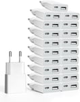 Chargeur Usb 5v/1a 2port Mini Usb Mural Chargeur Secteur Usb Adaptateur De Prise Universel Compatible Avec Iphone, Sam Sung, Nexus, Nokia, Huawei, Xiaomi, Htc, Sony (Thickness 1.45cm/20 Pack)