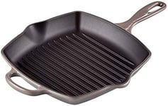 Le Creuset Signature Enamelled Cast Iron Grillit Frying Pan With Helper Handle and Two Pouring Lips, For All Hob Types and Ovens, 26 cm, Flint, 20183264440422