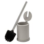 Bath Bliss Brosse à WC et Porte-Brosse avec Couvercle à Fermeture Automatique - Tête de Brosse à 360 degrés - Nettoyage de Salle de Bain - Taille compacte - Rangement et Organisation - Gris Mat