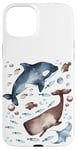 Coque pour iPhone 15 Plus Orca Whale Motif For Kids With Ocean Fish Pattern Cute Fishy