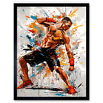 Martial Arts Kickboxer Athlete Splat Paint Art Art Print Framed Poster Wall Decor 12x16 inch